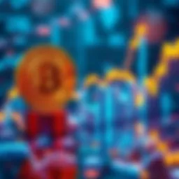 A digital representation of Bitcoin with rising graphs and financial icons, highlighting its growth and importance in the market in 2025