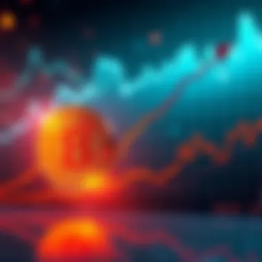 A graph showing Bitcoin's price increase from $500 to over $100k, with arrows pointing upwards and market trends.