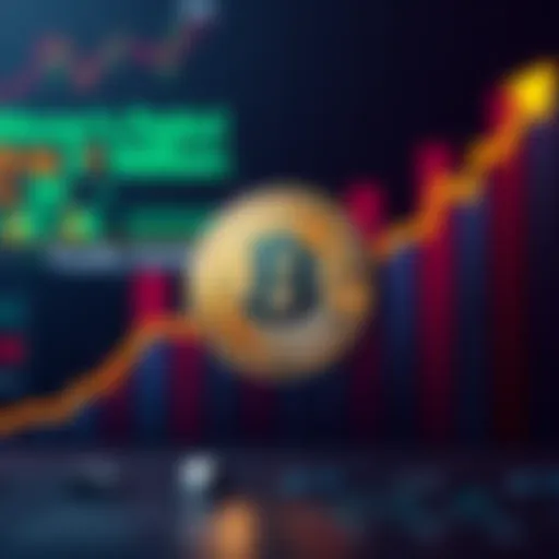 A Bitcoin coin with an upward trending graph behind it, representing its potential growth compared to traditional investments.