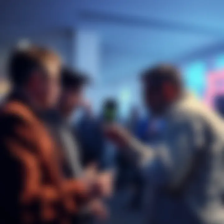 A group of people discussing cryptocurrency investment, showing contrasting opinions between Bitcoin holders and non-holders, highlighting social attitudes.