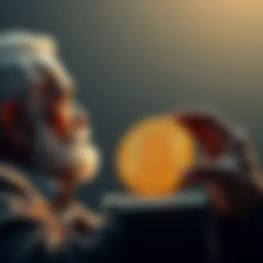 A graphic showing a rich person holding Bitcoin while a poor person looks on, illustrating the gap in wealth due to early investments in cryptocurrency.