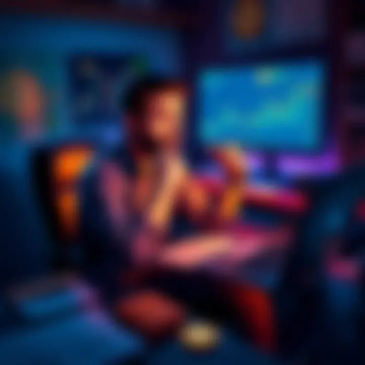 A person sitting at a desk looking at Bitcoin charts with expressions of worry and deep thought, contemplating whether to sell or hold, surrounded by financial documents and a laptop screen showing market trends.