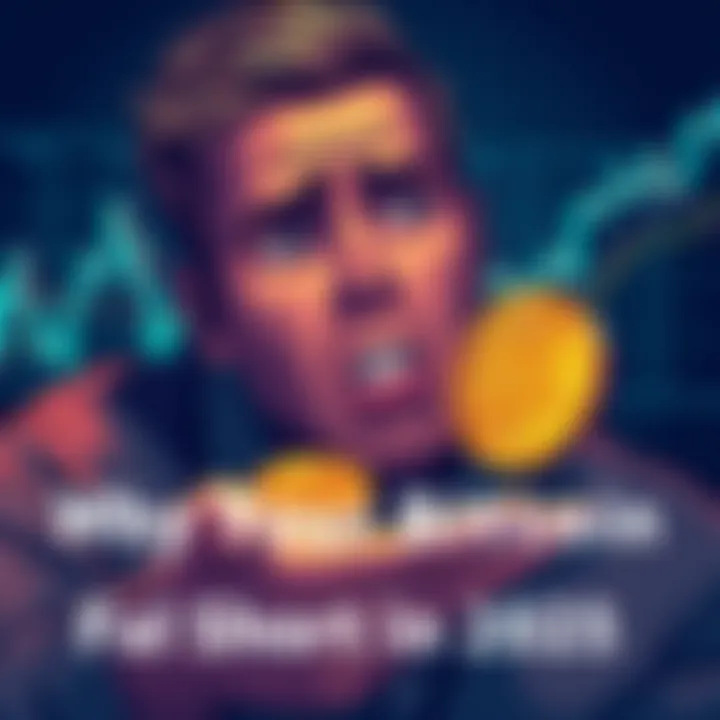 A person looking at a declining Bitcoin chart with worried expression, holding a few Bitcoin coins in hand.