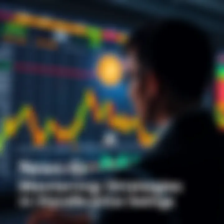 A person looking at a Bitcoin chart with fluctuating prices, reflecting market volatility.