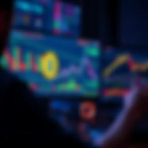 A person analyzing Bitcoin market trends on a computer screen with graphs and charts