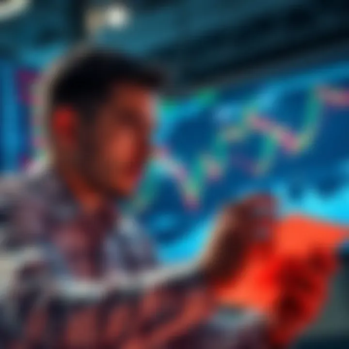 A person analyzing Bitcoin charts and assets, preparing to sell in a market uptrend