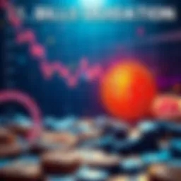 A graphic showing a sharp decline in Bitcoin prices with symbols of money loss, representing the $1 billion liquidation event.