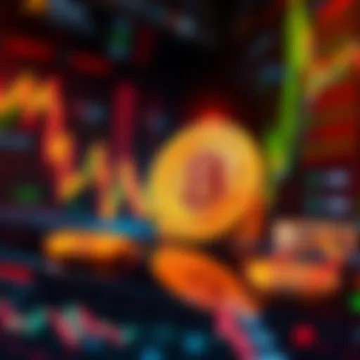 A dynamic visualization of Bitcoin's fluctuating price trends and economic indicators.