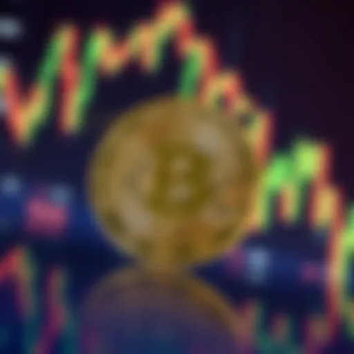 A Bitcoin symbol prominently displayed with fluctuating market trend lines in the background, showing resilience amid price changes.