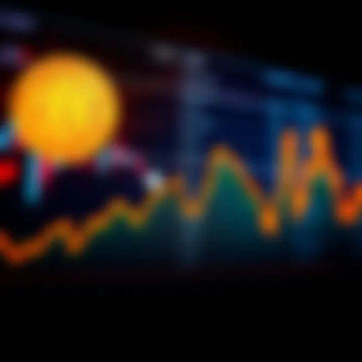 A chart showing recent Bitcoin price movements with arrows indicating upward and downward trends