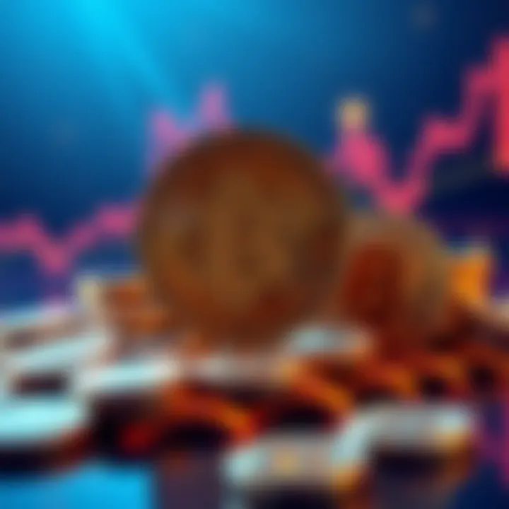 A visual representation of Bitcoin coins with a rising graph in the background, symbolizing its increasing value compared to other cryptocurrencies