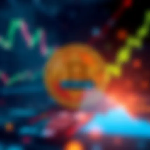 A futuristic representation of Bitcoin symbol with a price tag showing $1 million, set against a financial backdrop featuring graphs and currency symbols.