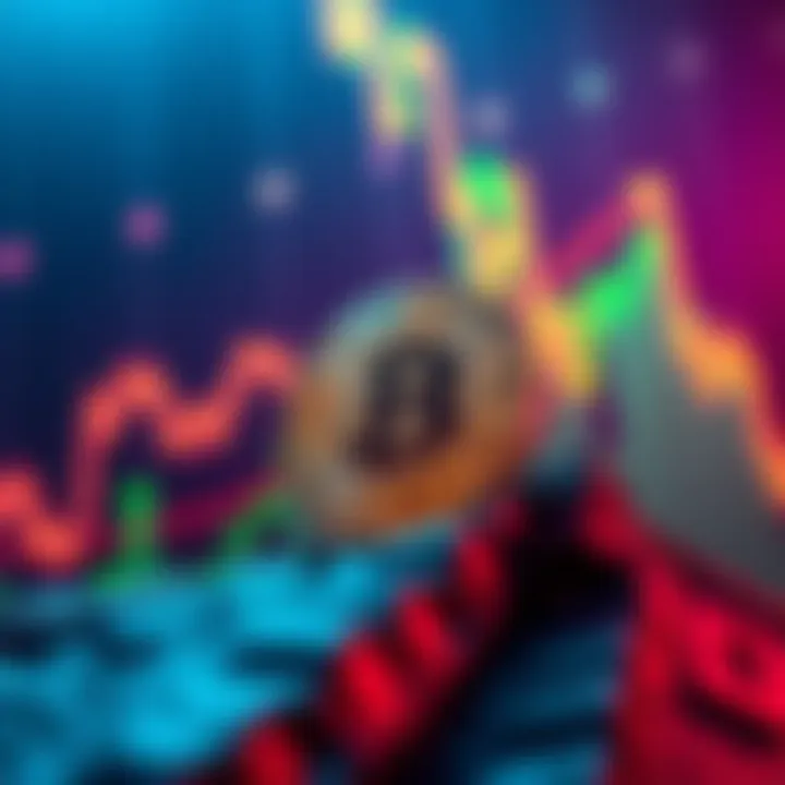 A visual representation of Bitcoin hitting a new record price with a chart showing upward trends and a background symbolizing financial growth.