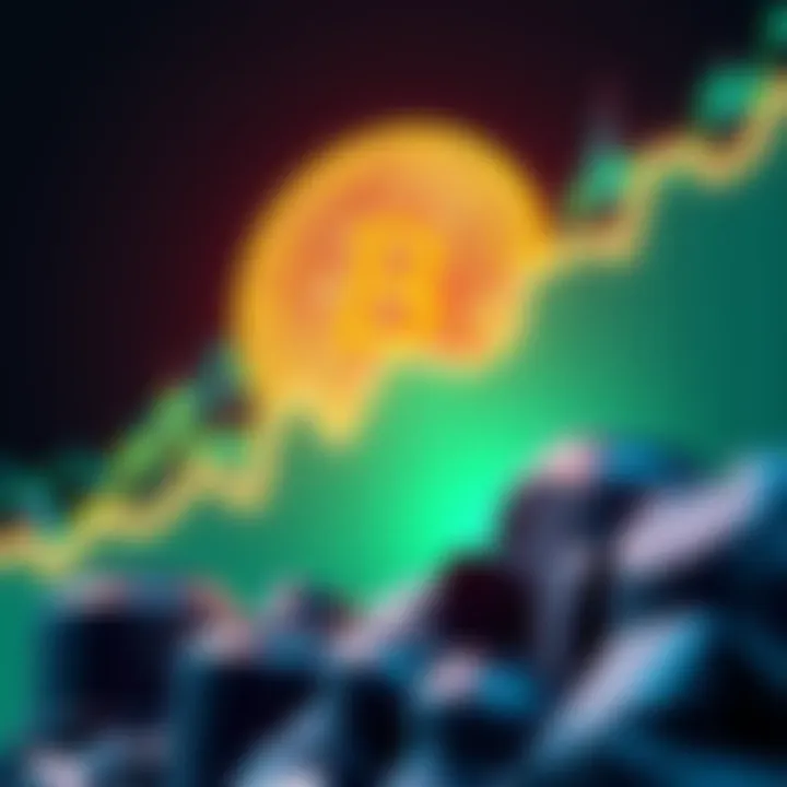A graph showing Bitcoin's price surging upwards while Nexo's performance declines, symbolizing the contrast between the two.