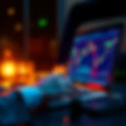 A person analyzing Bitcoin price charts on a laptop, looking at trends and data reports.