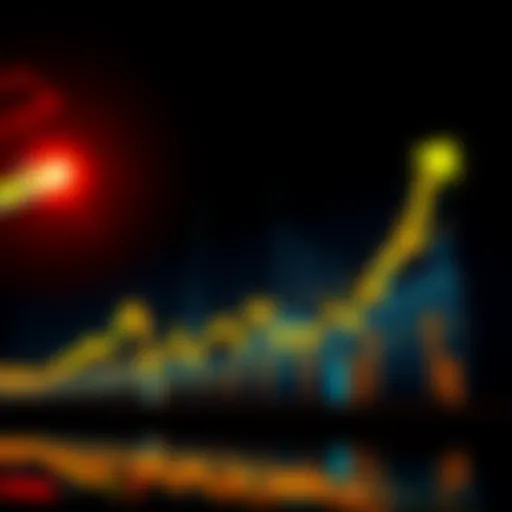 A chart showing Bitcoin price trends with upward and downward movements, indicating market fluctuations.