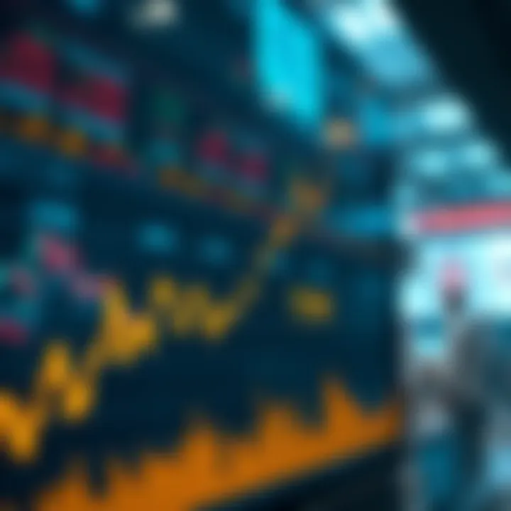 A graph showing a steep decline in Bitcoin prices with a background of worried traders.