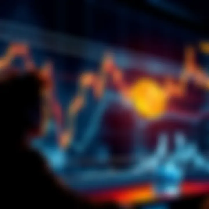 Graph showing Bitcoin's price drop with a downward trend and worried investors watching