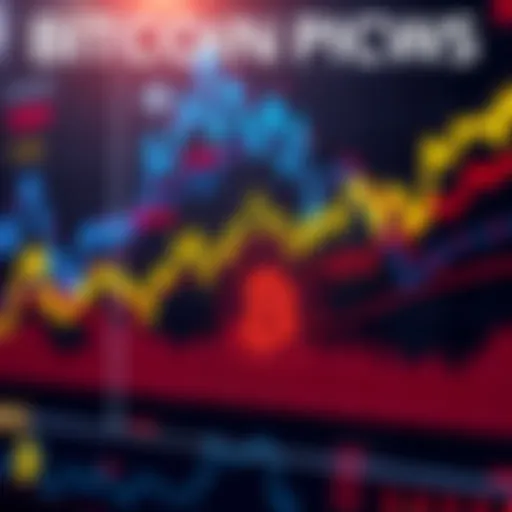 A graph showing rising Bitcoin prices with bullish indicators and community predictions