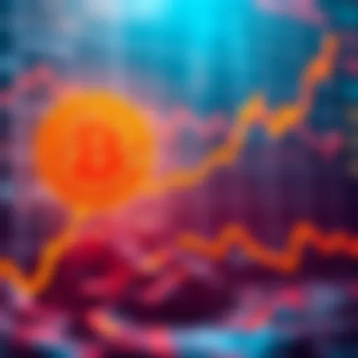 Graph showing Bitcoin price rising with a background of declining interest in PI projects