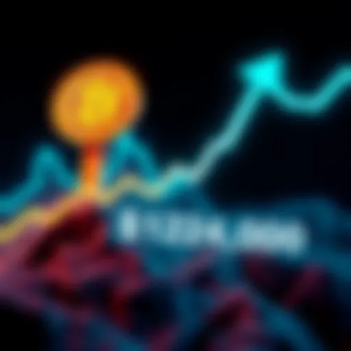 Graphic showing Bitcoin symbol with an upward arrow and a price tag over $124,000