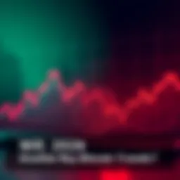 Graph showing Bitcoin price fluctuations with red downward trends and green upward trends