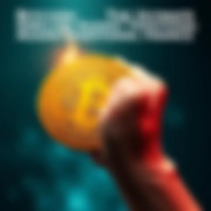 A fist holding a Bitcoin symbol, representing rebellion against traditional finance
