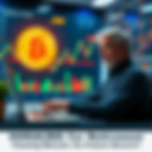 A person analyzing Bitcoin trends on a laptop while considering retirement options, with charts and graphs in the background.