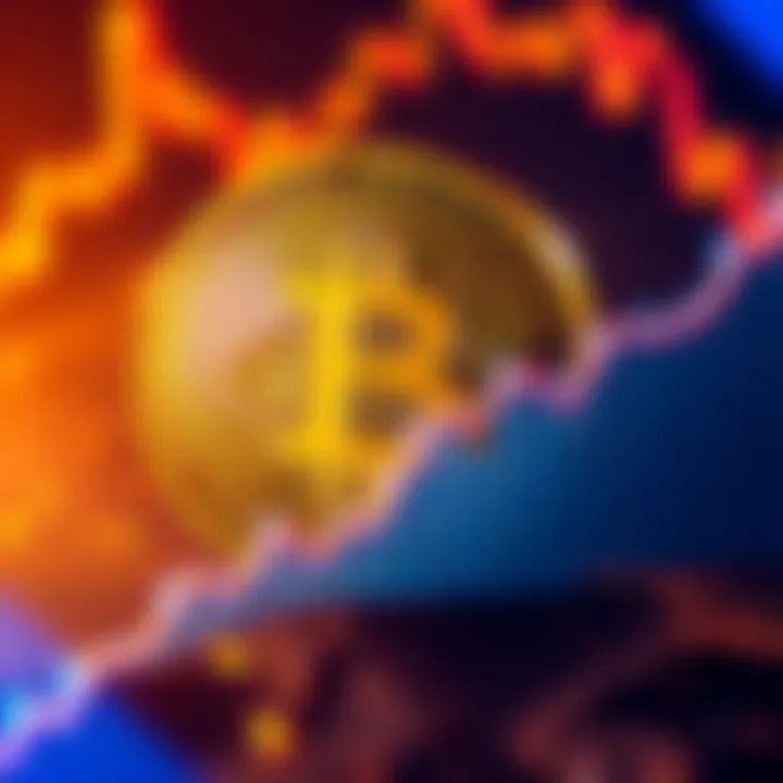 A digital representation of Bitcoin's logo with an upward trend graph in the background, symbolizing the recent surge in value.