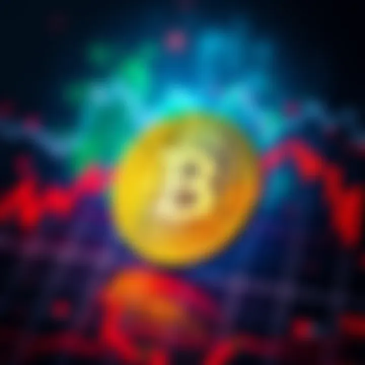 Visual representation of Bitcoin symbol alongside a declining stock market graph