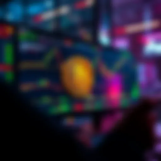 A trader analyzing Bitcoin charts and data on a screen while using the BitMart platform.