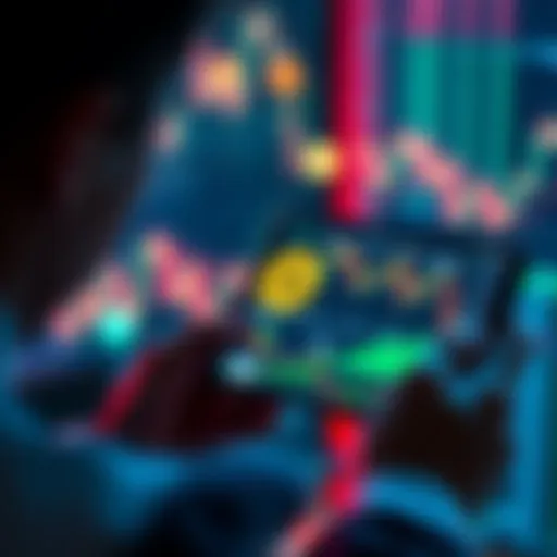 A person analyzing Bitcoin charts and graphs on a smartphone, considering trading on the Robinhood platform.