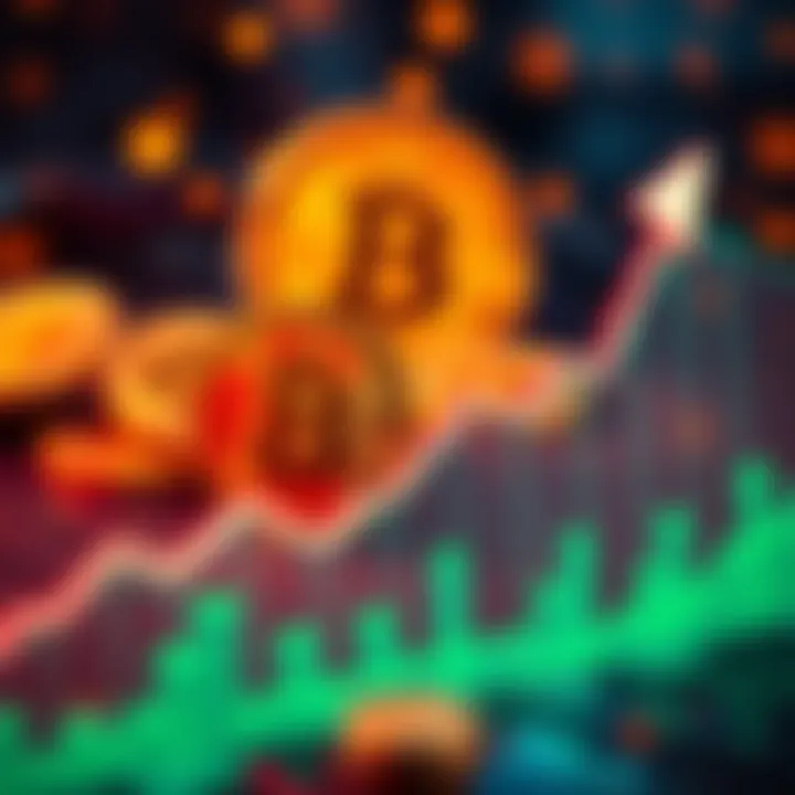 A graphic showing the rise of Bitcoin transactions on Bitpay with an upward trend line and Bitcoin symbols in the background.