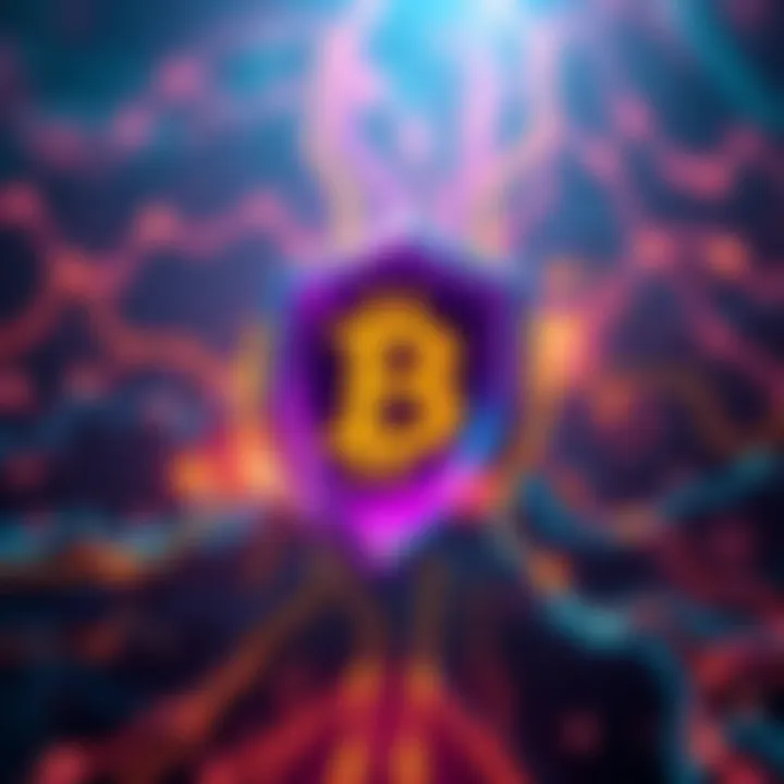 An illustration of a Bitcoin logo with a shield, symbolizing privacy and security in transactions on a decentralized exchange, Hyperliquid.