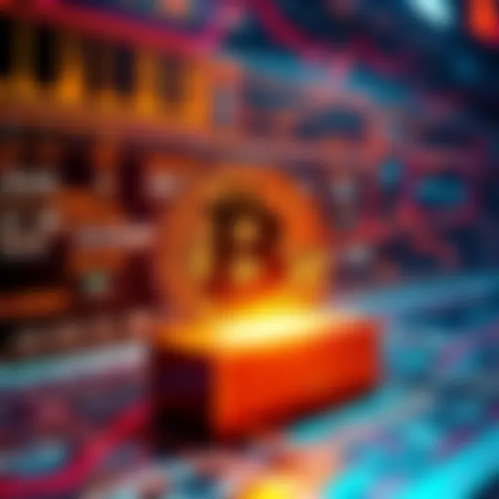 A visualization of Bitcoin transactions showing a mempool with various transaction fees and a single block with one transaction.