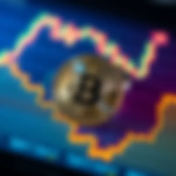 A close-up of a Bitcoin coin placed on a chart showing an upward trend, symbolizing investment growth.