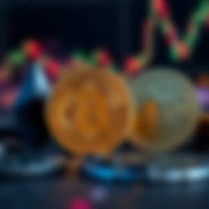 A visual showing Bitcoin in the forefront with Ethereum, Solana, and Dogecoin in the background, illustrating Bitcoin's dominance in the cryptocurrency market.