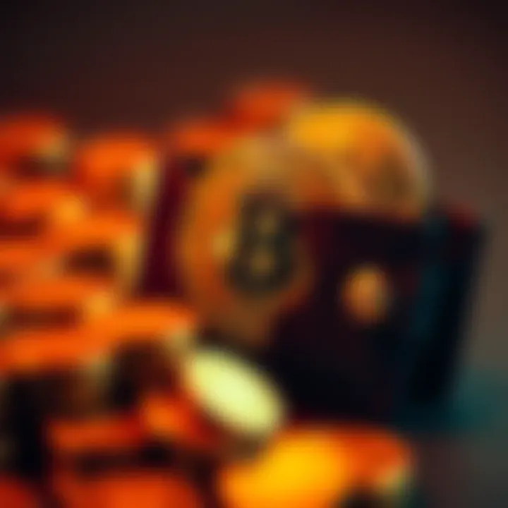 A digital wallet holding Bitcoin coins, symbolizing financial investment and future currency.