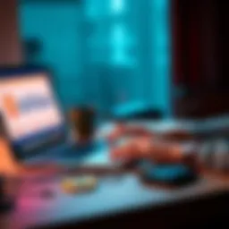 A person using a laptop to withdraw Bitcoin from Coinbase, with a hardware wallet on the desk for secure storage.
