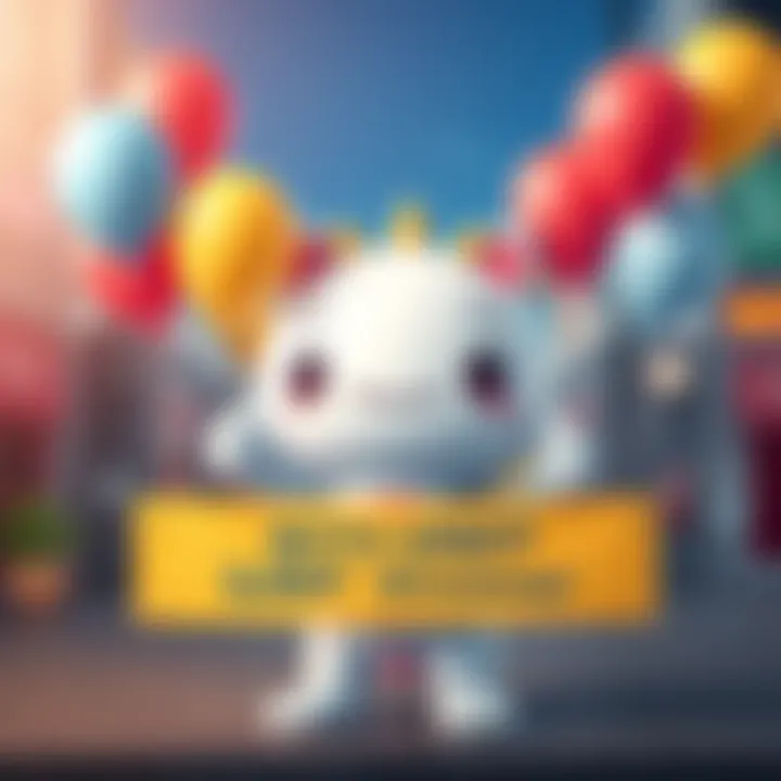 Bitto, the new mascot for BitMart, stands smiling with colorful balloons and a banner announcing a 2,000 USDT giveaway.
