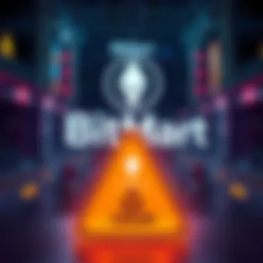 A graphic showing the BitMart logo with a warning sign indicating the suspension of COREUM withdrawals.