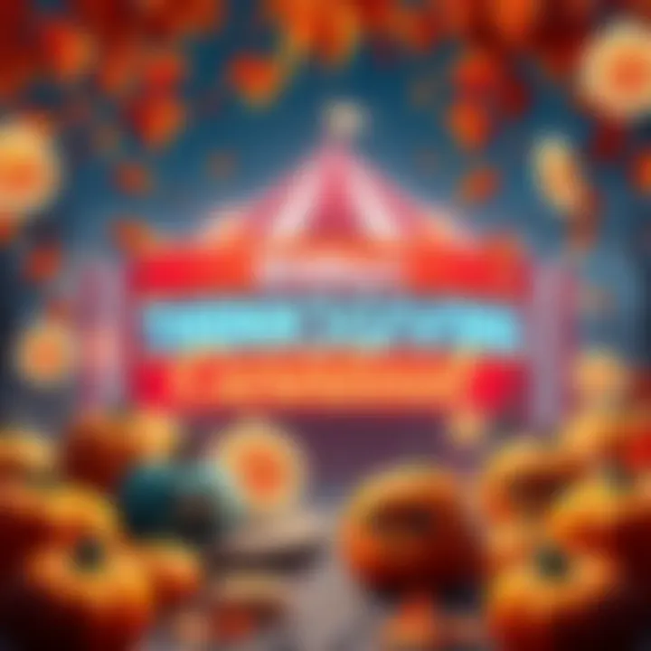 BitMart Thanksgiving Carnival A festive scene with autumn leaves, pumpkins, and crypto coins, celebrating BitMart's Thanksgiving event with prizes.