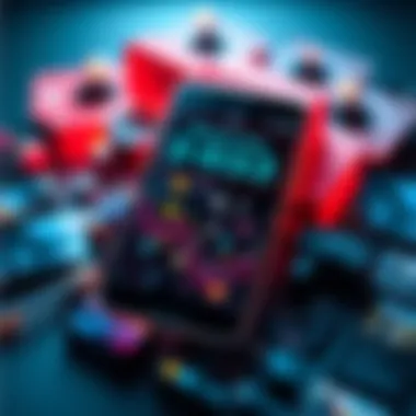 A smartphone displaying a blockchain graphic, symbolizing media authenticity, surrounded by images and videos.