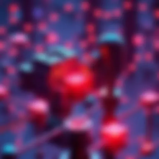 A visual representation of blockchain technology and artificial intelligence working together, featuring interconnected blocks and a robotic element.