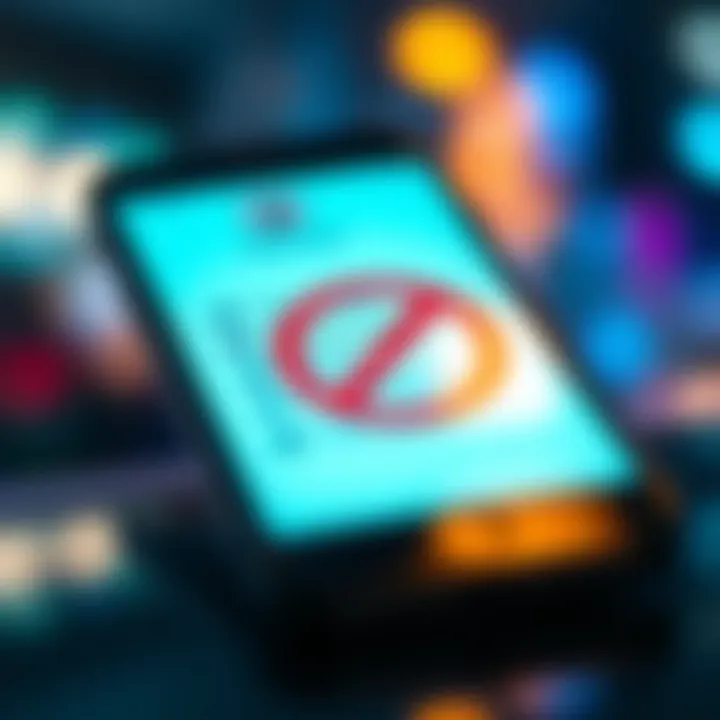 A smartphone screen displaying a list of blocked messages with a do not disturb icon