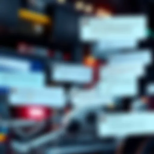 A visual representation of bots interacting in online forums, showing various comment threads with some comments marked as automated responses, highlighting the concern over authenticity in discussions.