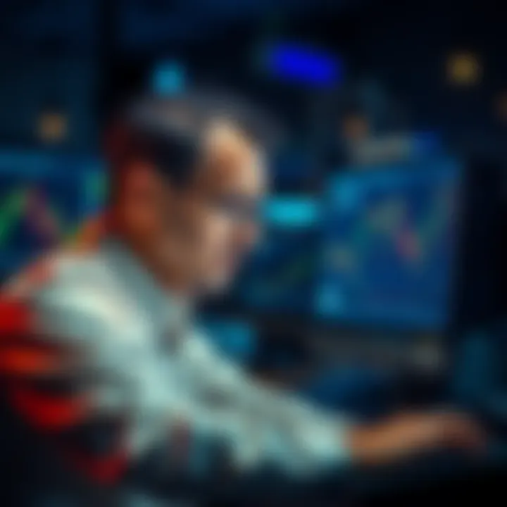 A trader looking worried while analyzing charts on a computer screen, reflecting concerns about Bitcoin swap transactions.