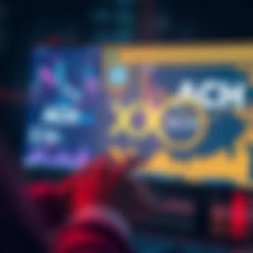 A person making a digital transaction on a computer, showing XCH and ACH symbols on the screen.
