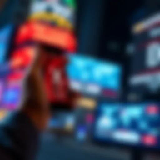 A person holding a smartphone checking XRP investment while looking concerned about global news on a screen.