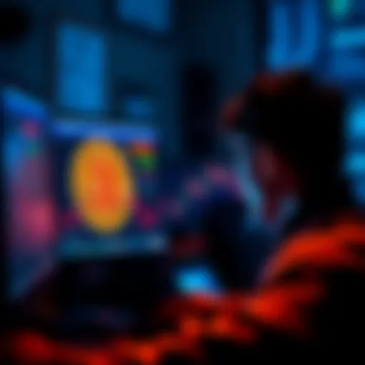 A person looking at their computer screen after purchasing Bitcoin on Coinbase, contemplating transferring it to a Bluewallet.